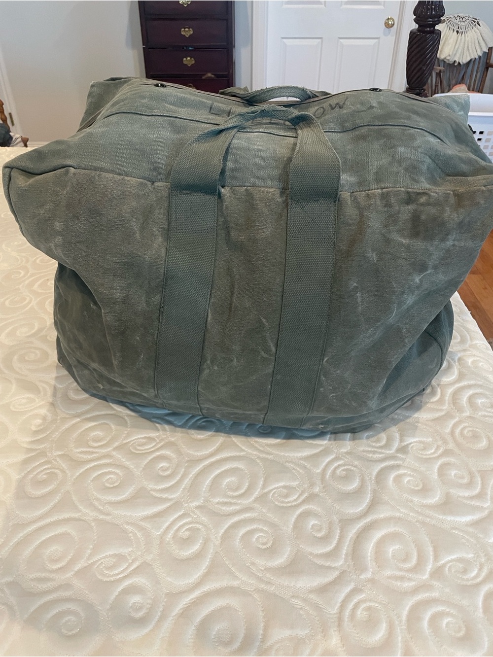 Vintage flyers kit mobility bag US military pilot Canvas Duffle Bag Olive Green - Picture 3 of 12